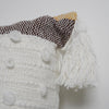 Hand-Woven White/Brown/Yellow Boho Decorative Throw Pillow - 18" x 17"